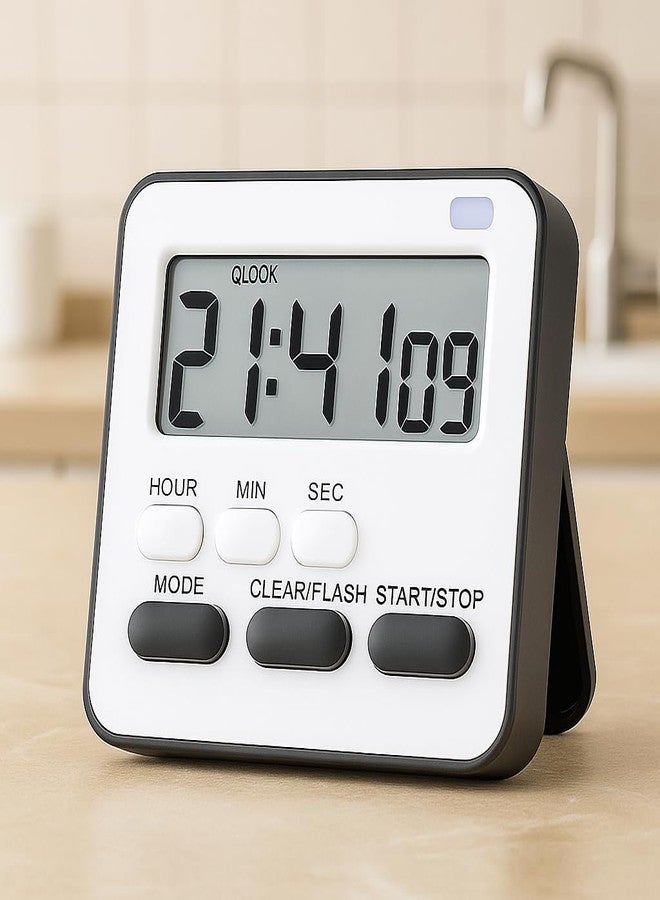 GLACIAL Digital Kitchen Timer & Stopwatch for Cooking, Baking, Study, Workout-Loud Alarm, Large Display, Magnetic Back, Countdown & Count Up Timer for Kitchen/Home/Office (Black Color) - Image 1